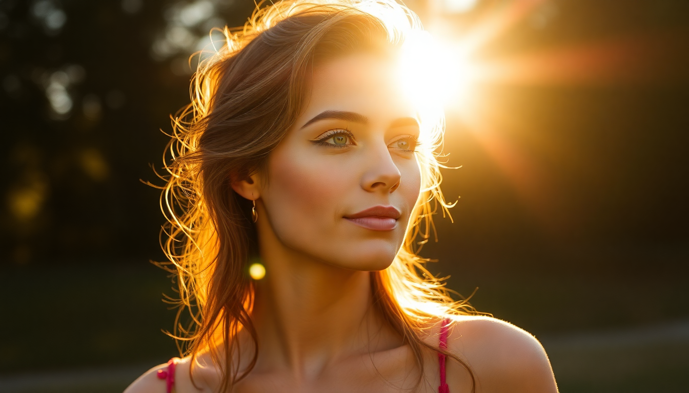 woman with gorgeous sun lighting